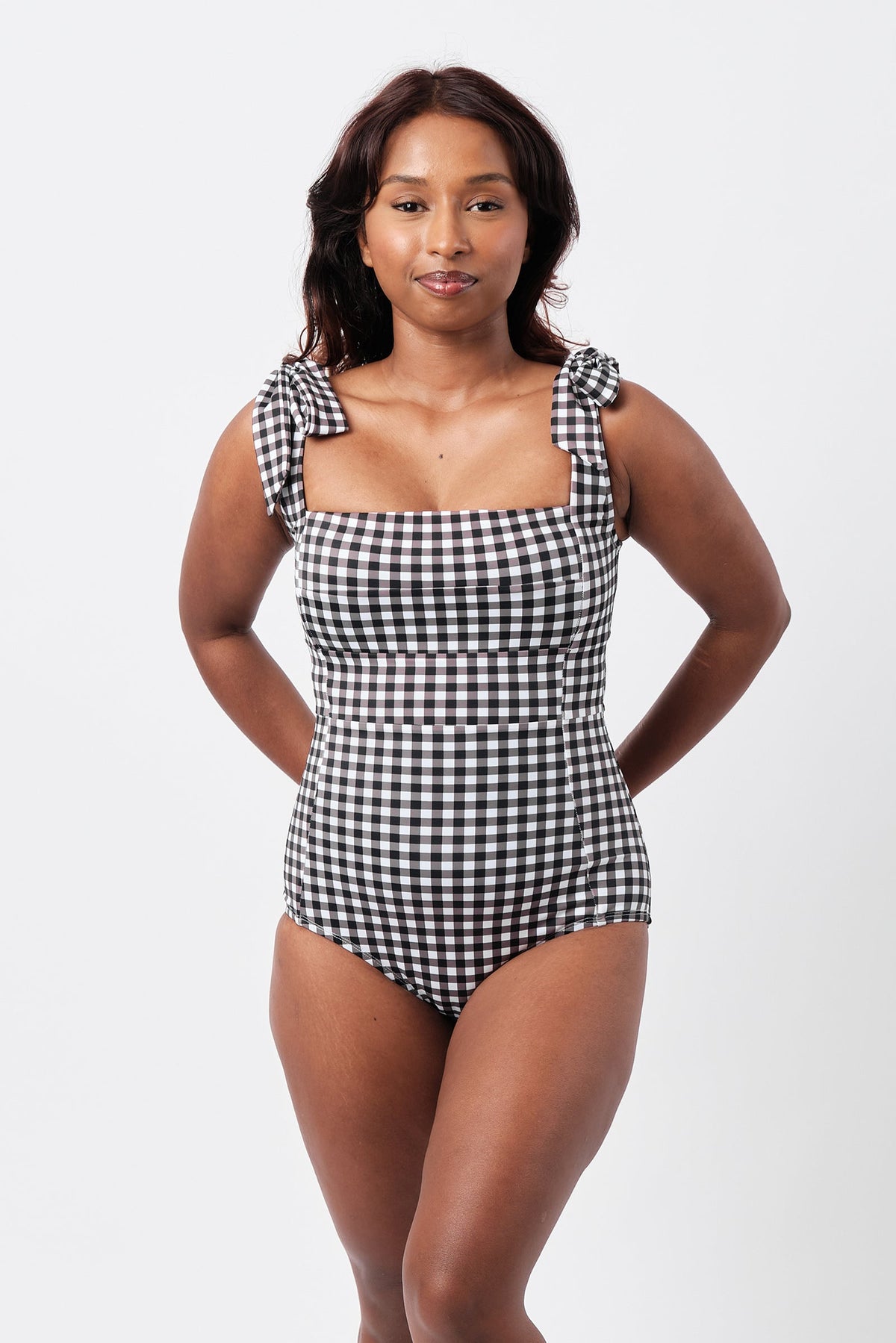 Classic Square Neck BLACK GINGHAM