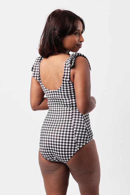 Classic Square Neck BLACK GINGHAM