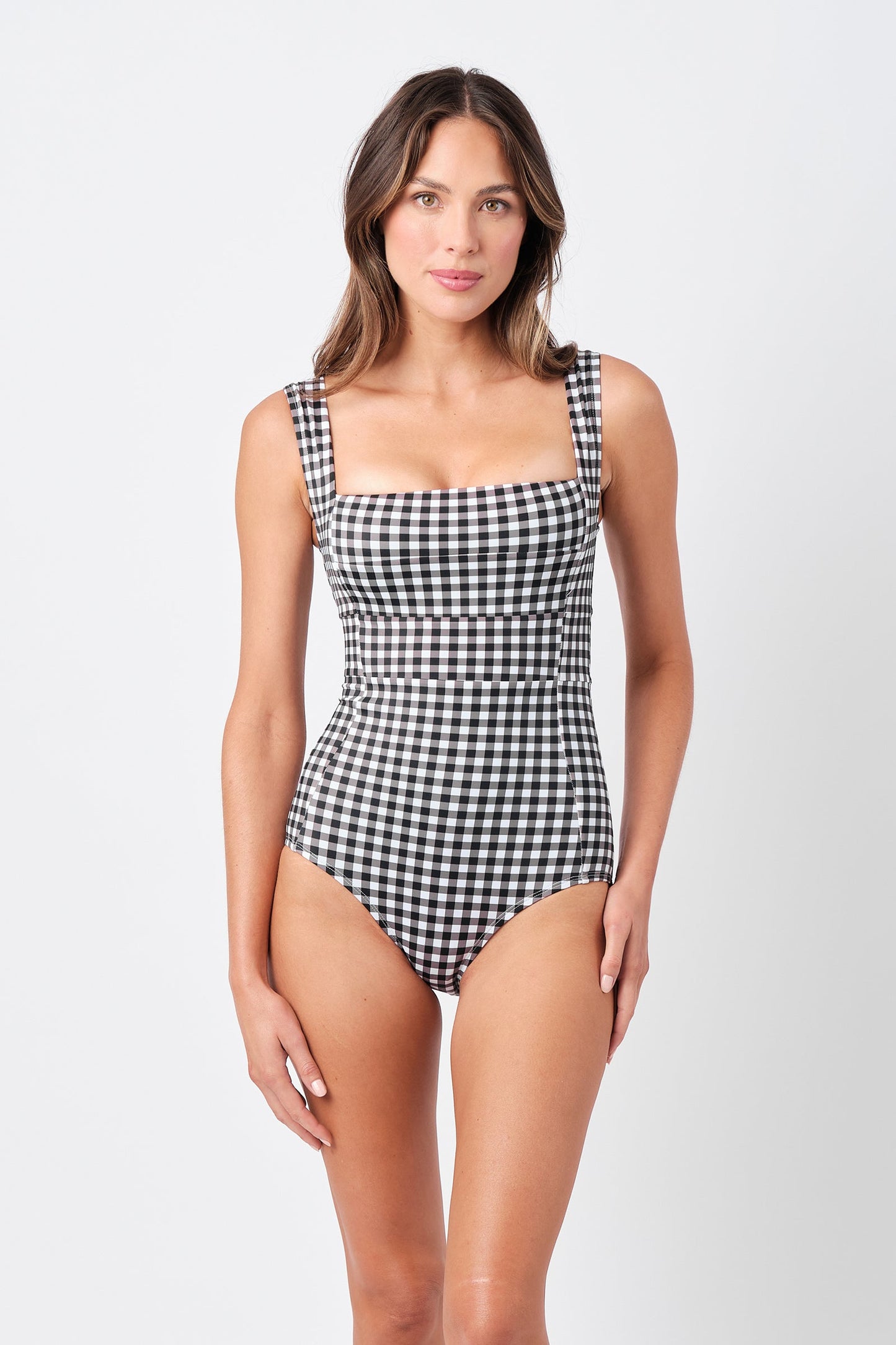 Classic Square Neck BLACK GINGHAM