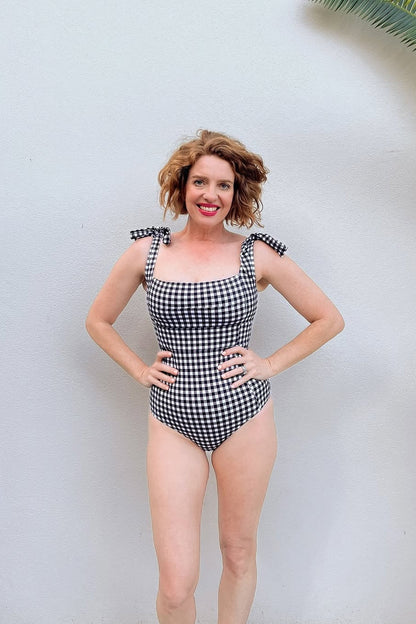 Classic Square Neck BLACK GINGHAM