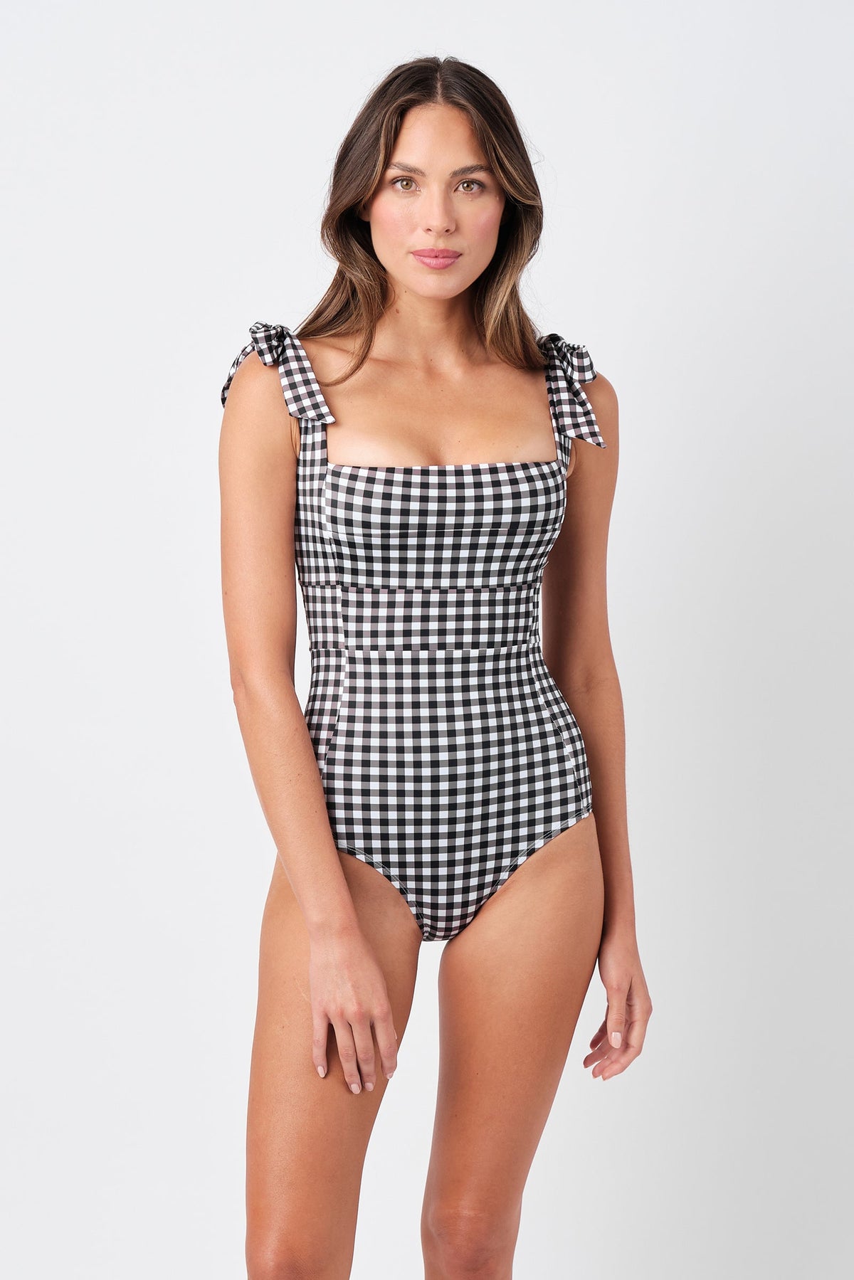 Classic Square Neck BLACK GINGHAM