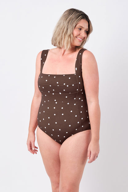 Classic Square Neck CHOCOLATE POLKA TEXTURE