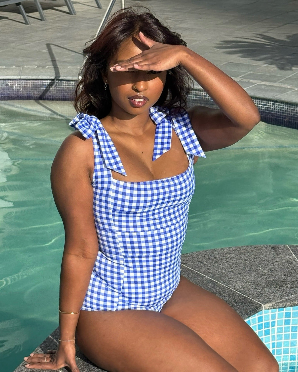 Classic Square Neck COBALT BLUE GINGHAM