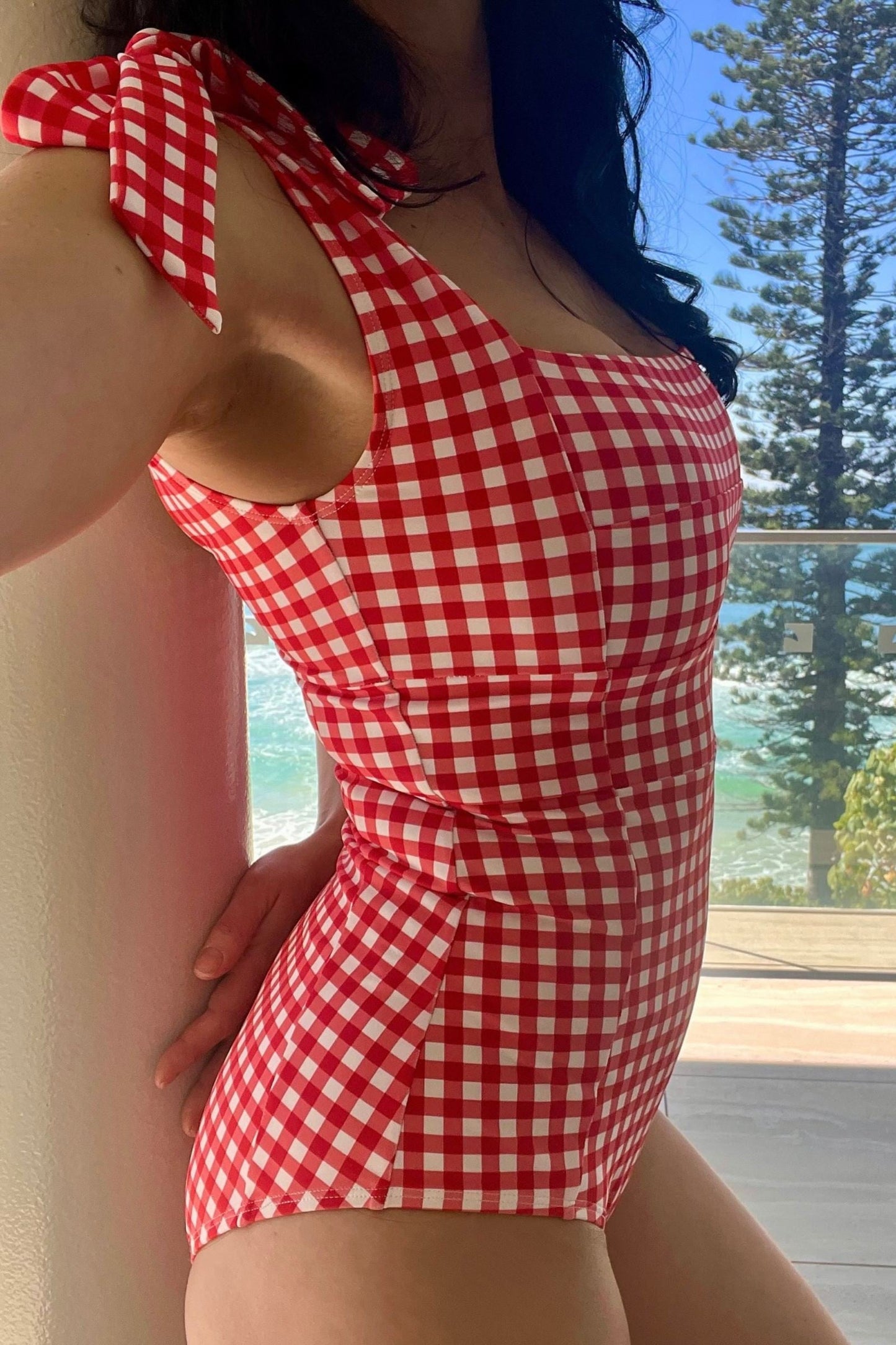 Classic Square Neck RED GINGHAM