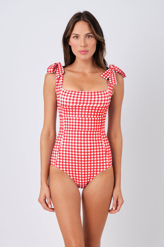 Classic Square Neck RED GINGHAM