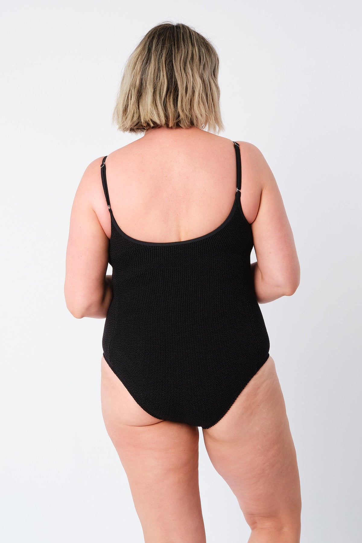 Crinkle Cut Scoop Maillot One Piece BLACK