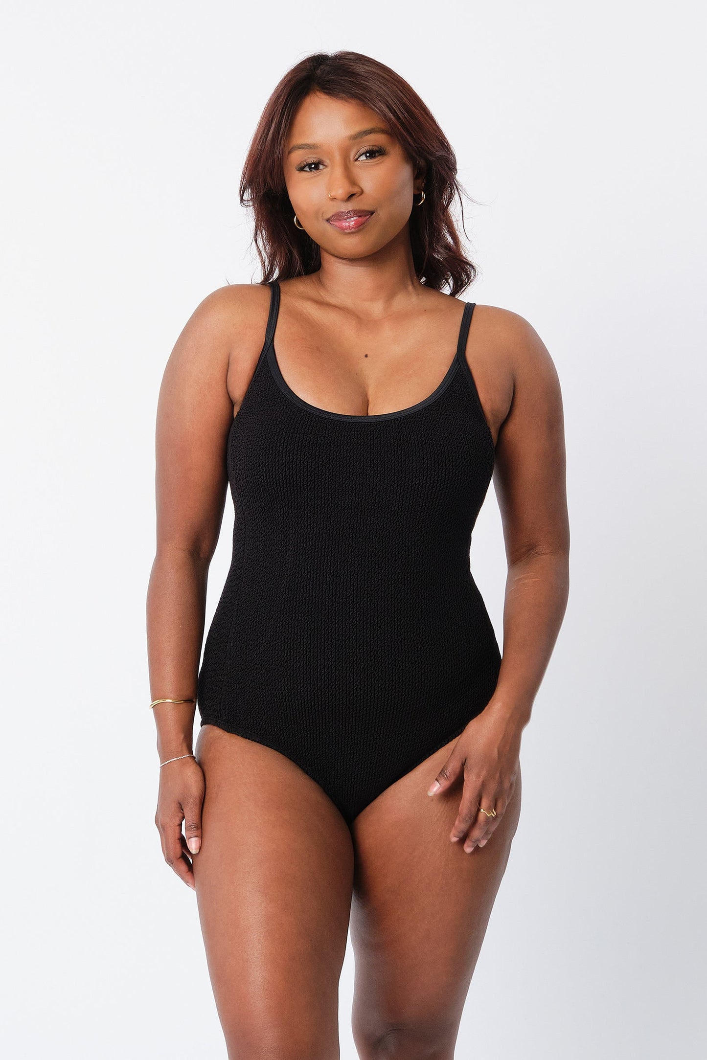 Crinkle Cut Scoop Maillot One Piece BLACK