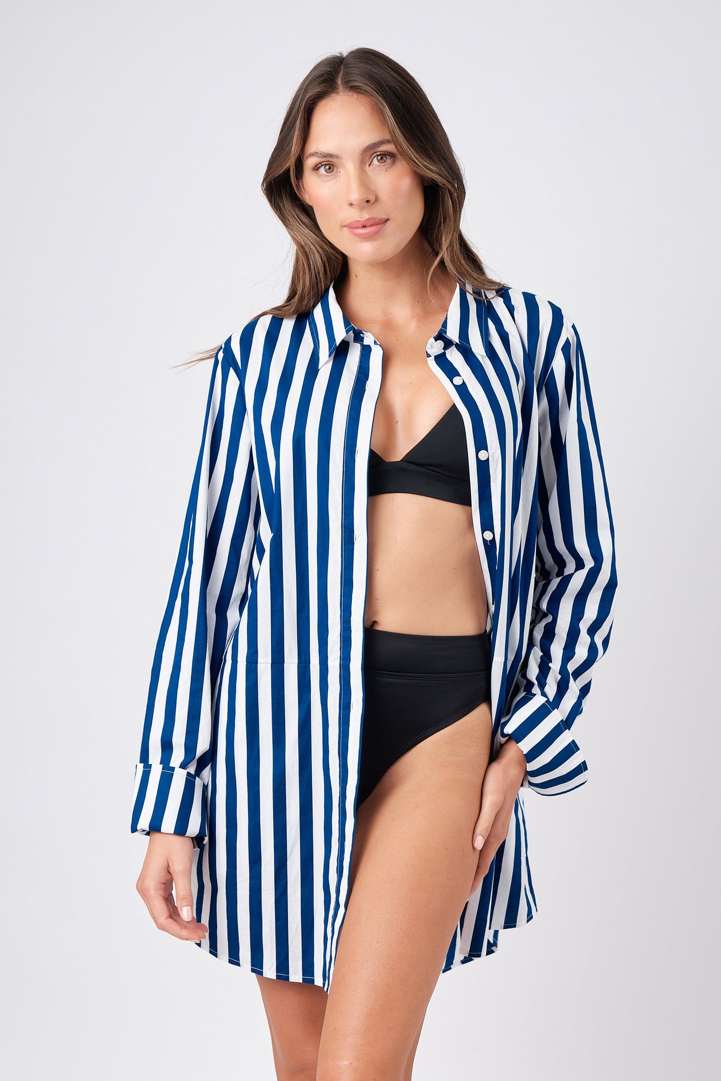 High-Cut High-Waisted Bikini Bottom BLACK