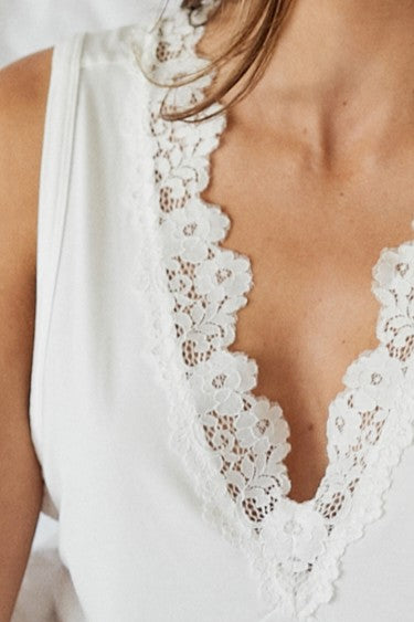 Lace Trim V-Neck Nightie IVORY