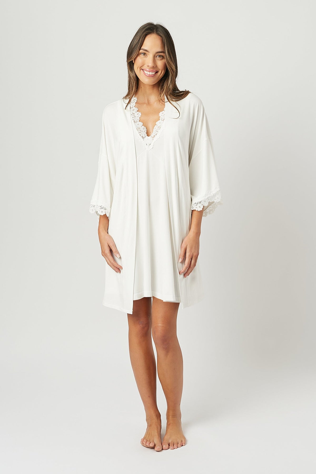 Lace Trim V-Neck Nightie IVORY