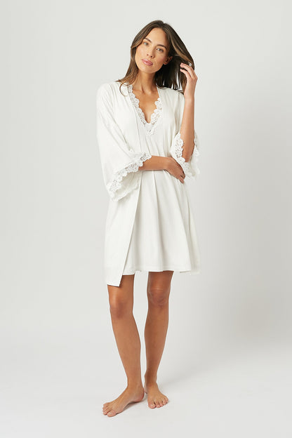 Lace Trim V-Neck Nightie IVORY