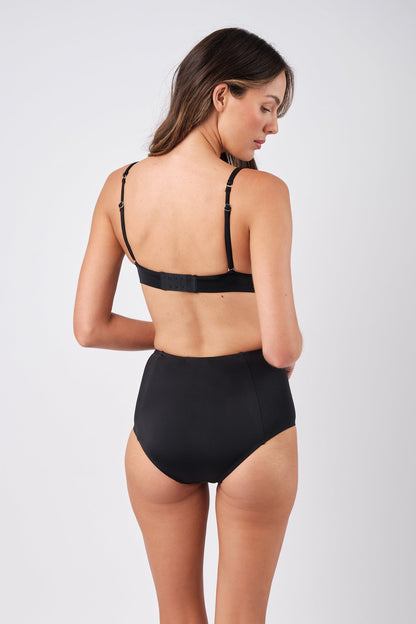 Never Say Never High-Waisted Bikini Bottom BLACK
