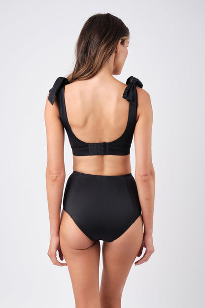 Never Say Never High-Waisted Bikini Bottom BLACK