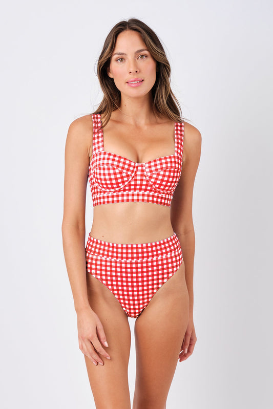 Original Bustier Balconette Bikini Bralette RED GINGHAM