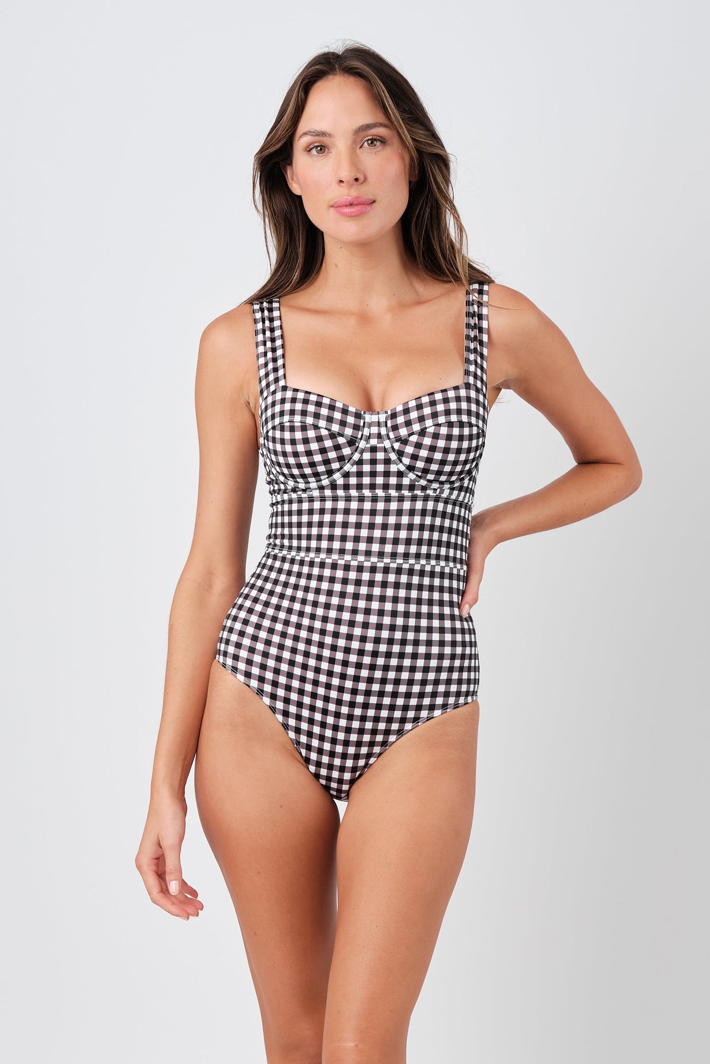 Original Bustier Balconette One Piece BLACK GINGHAM