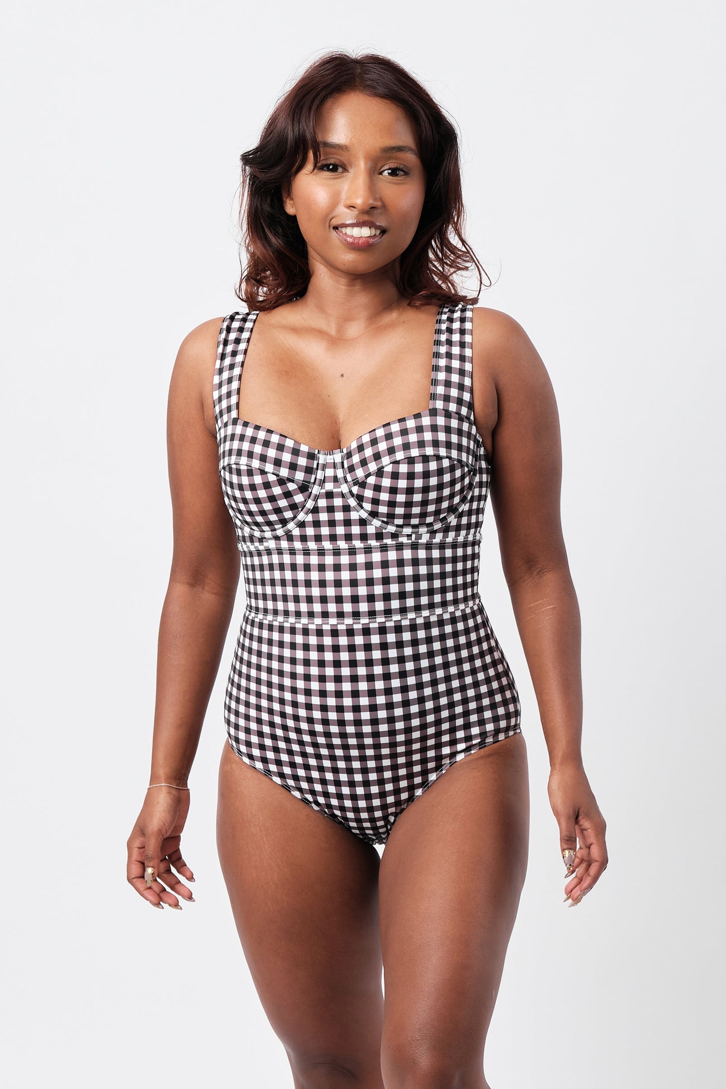 Original Bustier Balconette One Piece BLACK GINGHAM