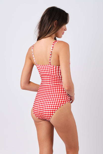 Original Bustier Balconette One Piece RED GINGHAM