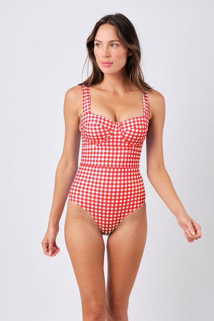 Original Bustier Balconette One Piece RED GINGHAM